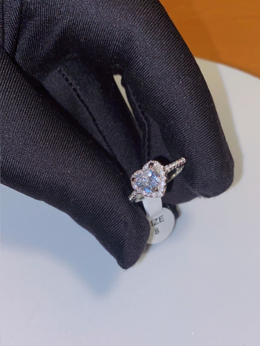 Heart Cut Halo Silver Ring